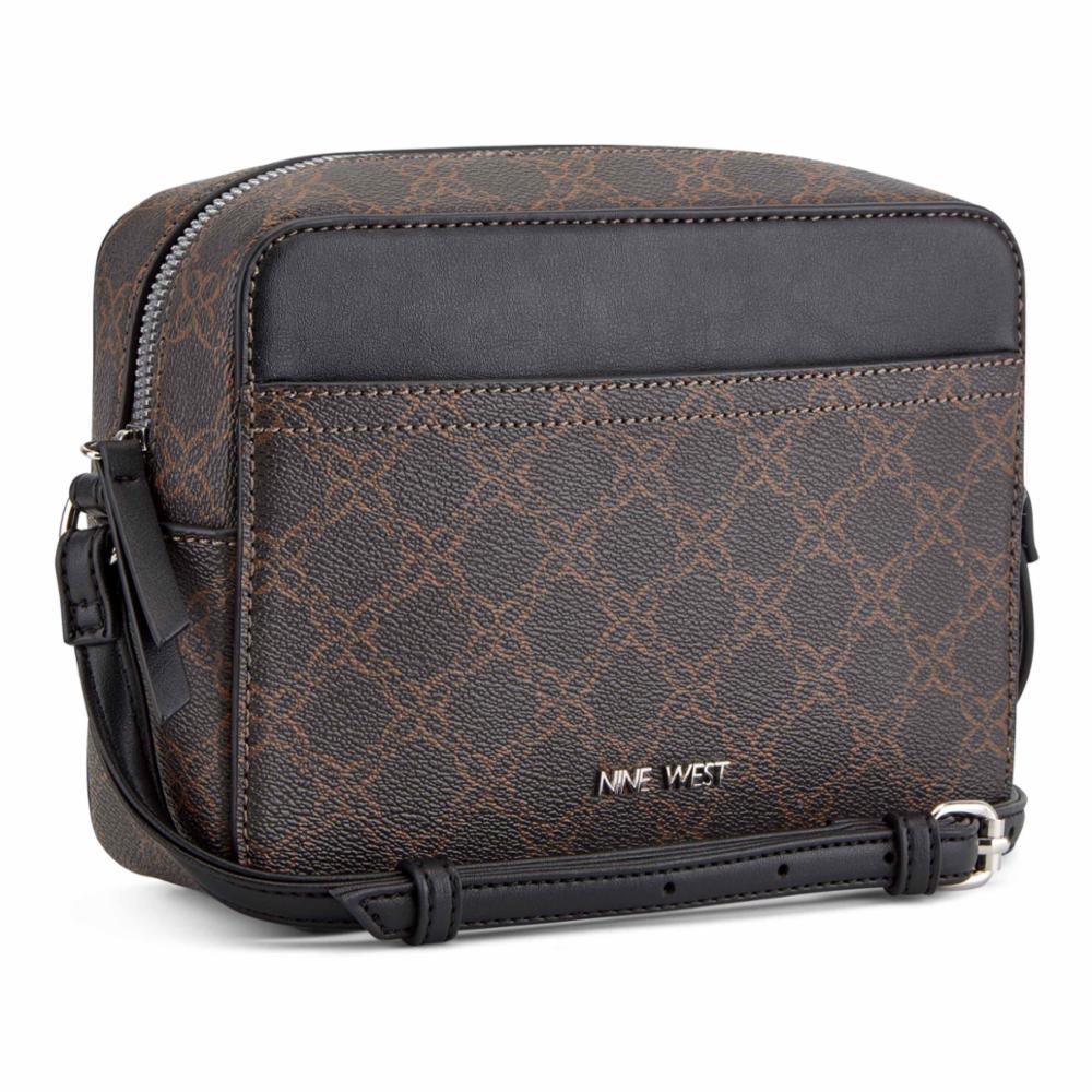 Nine West Handbags BOWIE MINI CAMERA CROSSBODY BROWN LOGO/BLACK - Image 2
