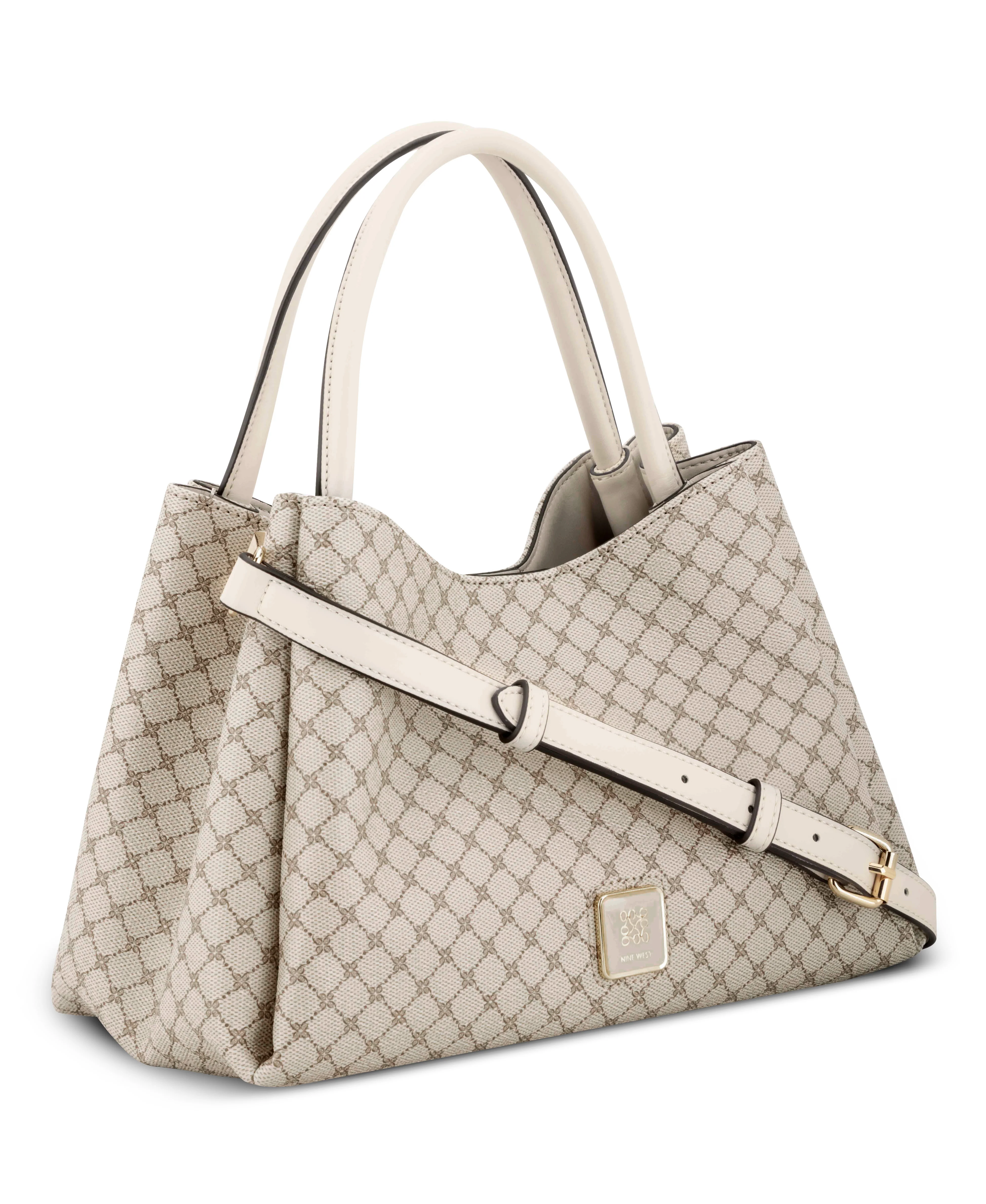 NINE WEST HANDBAGS DORSEY SATCHEL MUSHROOM LOGO/MILK - Image 2