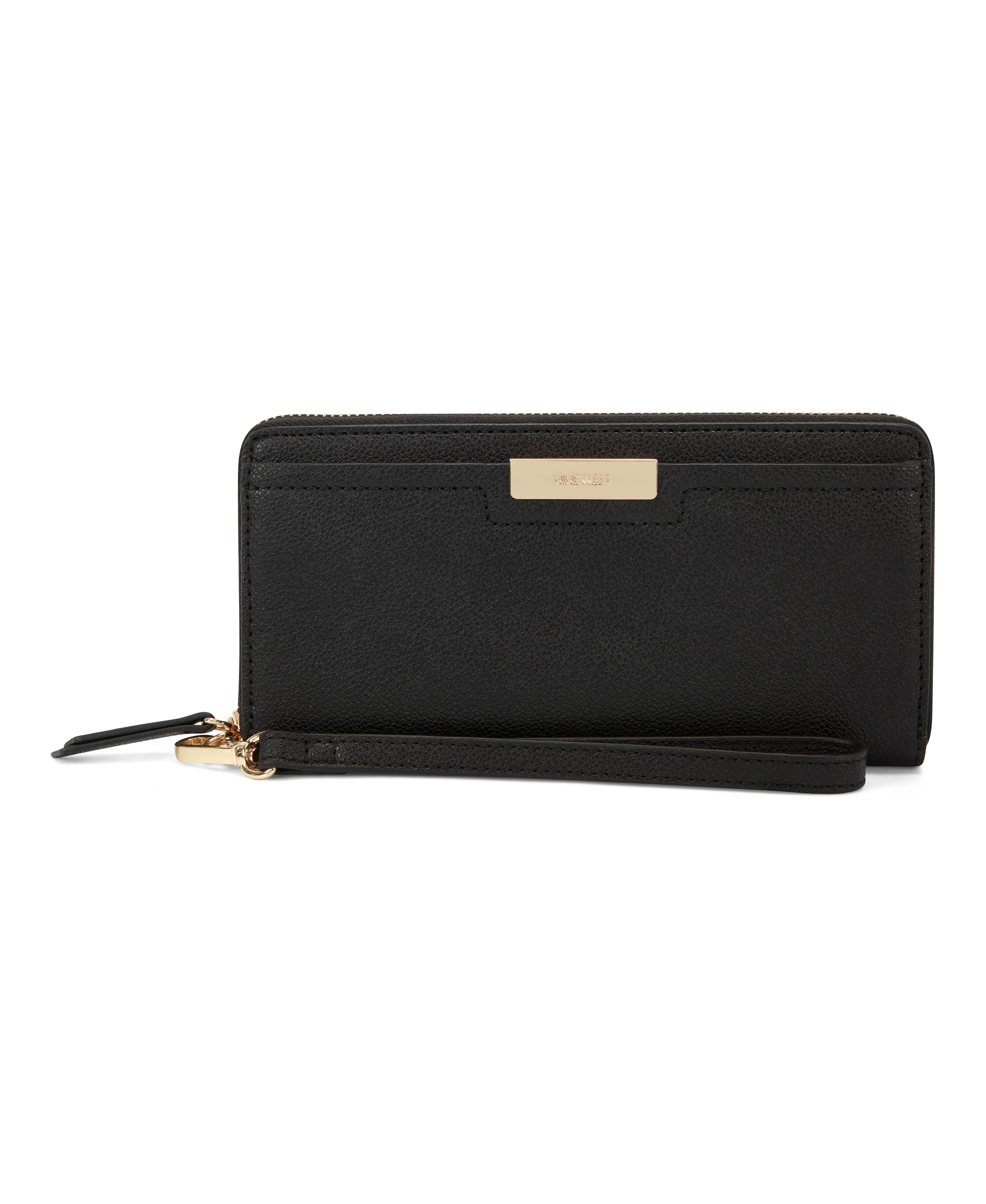 NINE WEST HANDBAGS LAWSON ZIP ARND WRSTLT WALLET BLACK